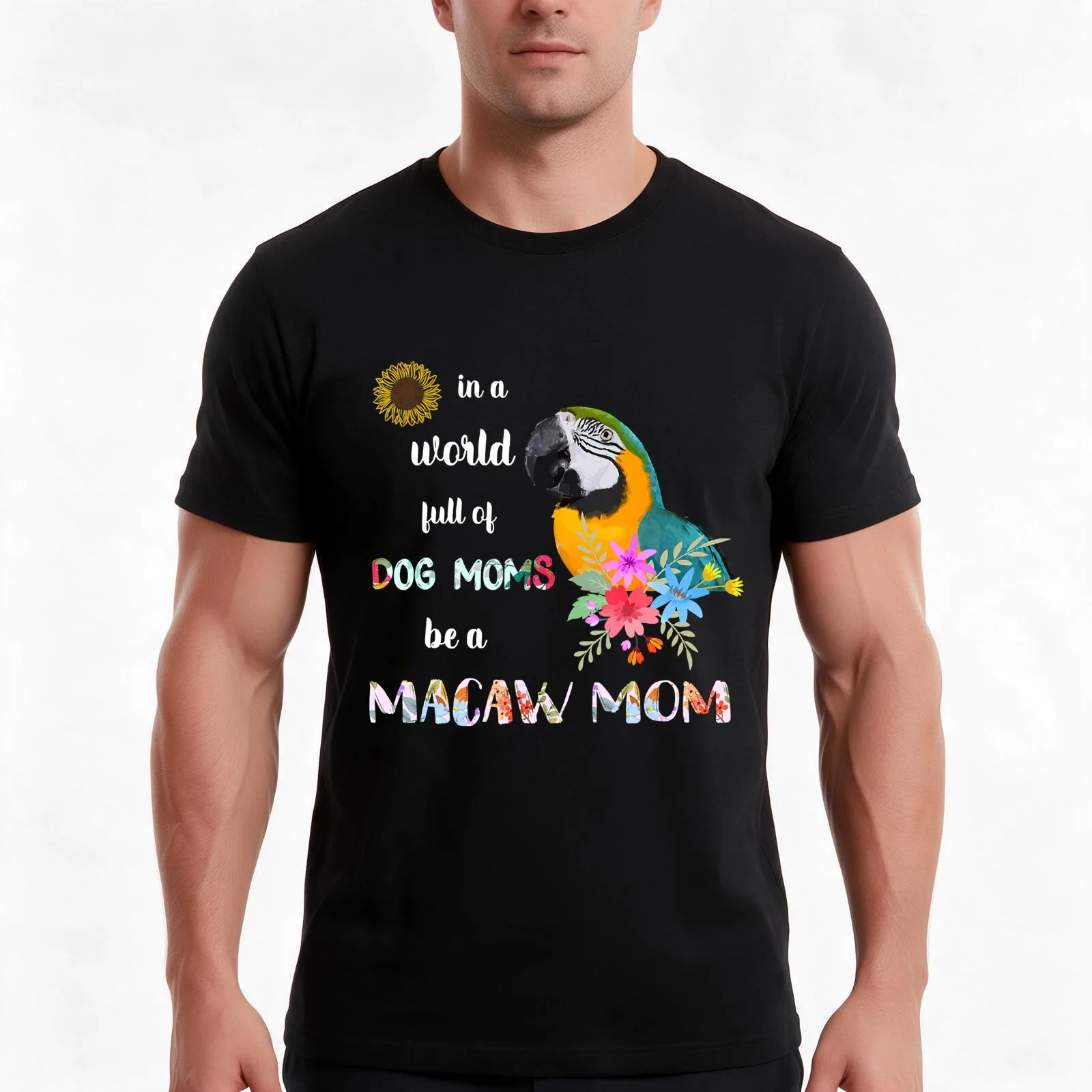 Funny Be A Blue And Gold Macaw Parrot Bird Mom Mother T-Shirt Summer Casual Cotton Tee Oversized Streetwear Tops 100% Cotton