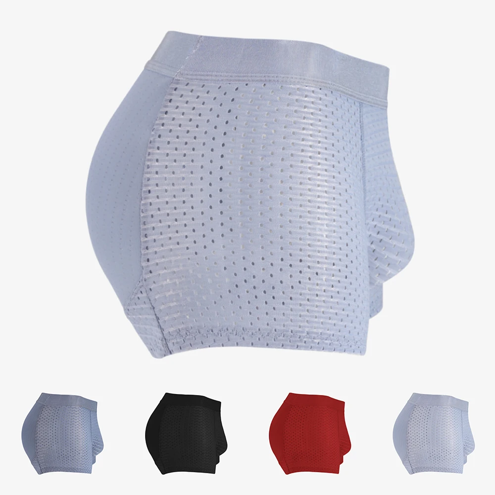 Boxer Briefs Men Underwear Casual Comfortable Enhancer Hip Knicker Breathable Butt Lifter Padded Panty Shorts Solid