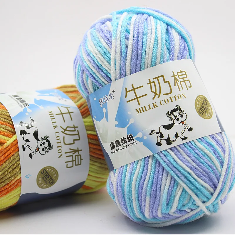 Soft Milk Cotton Crochet Yarn, Hand Knitting Line for Sweater, Scarf, Knitted Thread for Needlework DIY, 50g