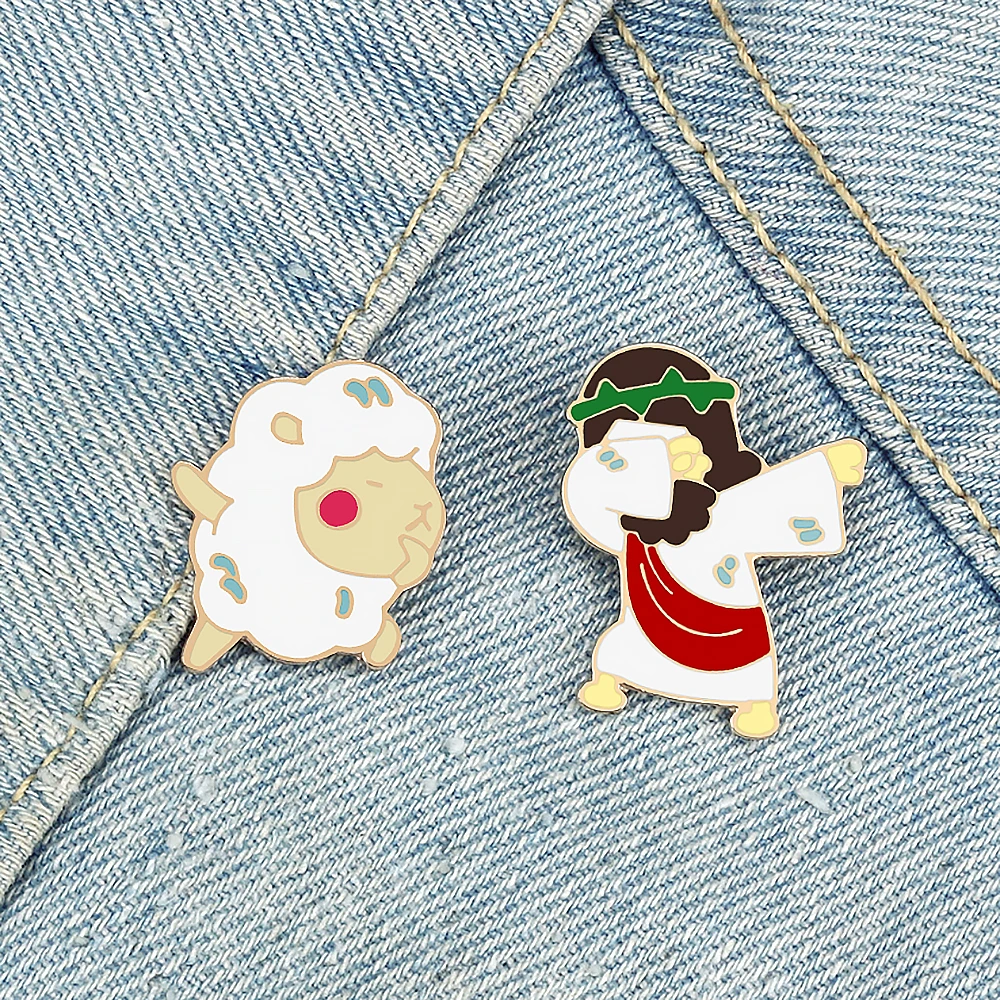Pin de postura creativo Swag, broche esmaltado de oveja para chica encantadora de Jesús Messiah, bolso para hombres y mujeres, insignia para pantalones vaqueros con solapa, accesorios, regalo para amigos