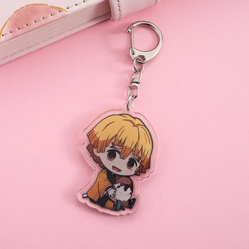 Anime Peripheral Acrylic Keychain Cartoon Character Ornament Key Bag Pendant Clothing Accessories Gifts Demon Slayer