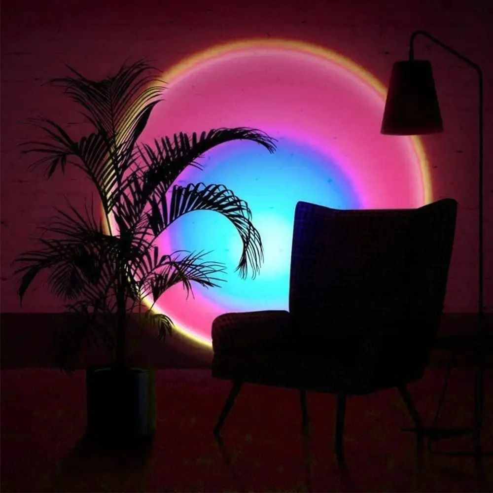 LED atmosphere ball lights sunset projection lights rainbow curtains living room hotel made metal USB powered 25cm