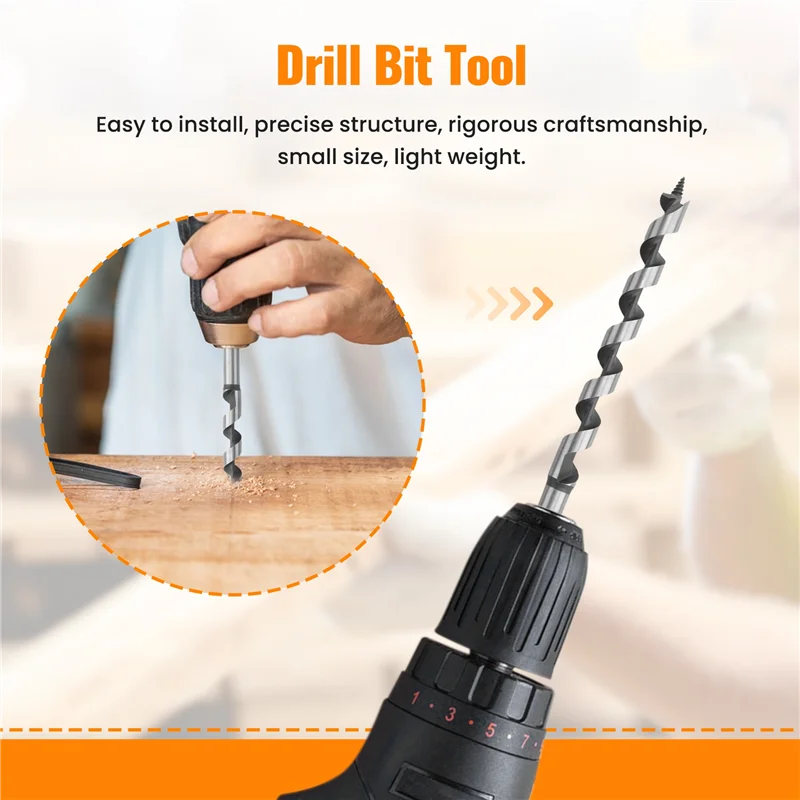 

AT21-5PCS 230Mm Hex Shank Extra Long Point Twist Auger Wood Drill Bits Set Woodworking Twist Drill Bit Tool Set 6 8 10 12 14Mm