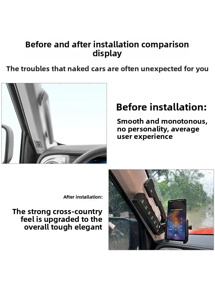 For GWM Tank 300 2021-2026 Car A-Pillar Six-Way Integrated Handle Switch Wireless Remote Control LED Spotlight Switch Panel detail image 5