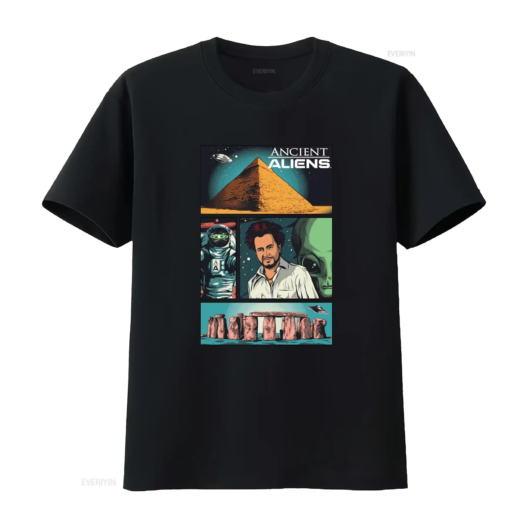 Ancient Aliens Astronaut Theorists Giorgio Tsoukalos Funny T Shirt vintage Washed fashion Slightly graphic streetwear homme