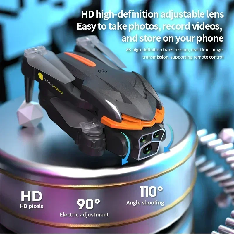 

2024 AE4 Pro Drone 8K Professinal Triple HD Camera Drones Foldable Colorful lights Optical Flow Positioning Avoidance Dron Toys