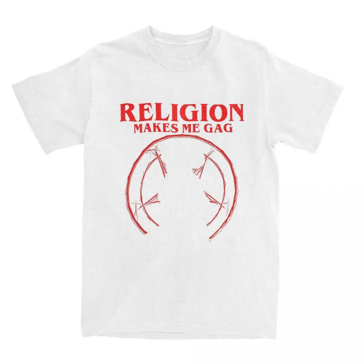 100% Cotton Leisure Tshirt For Men's Short Sleeve Casual Tops Religion Makes Me Gag T-Shirt Summer Satan Nun Vintage T-Shirts