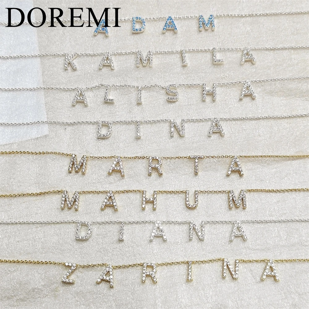 DOREMI Aangepaste Gift Sieraden 9mm Kristal Letter Namen Ketting Kleurrijke Geboortesteen Cz Charms Choker Ketting - afbeelding 2