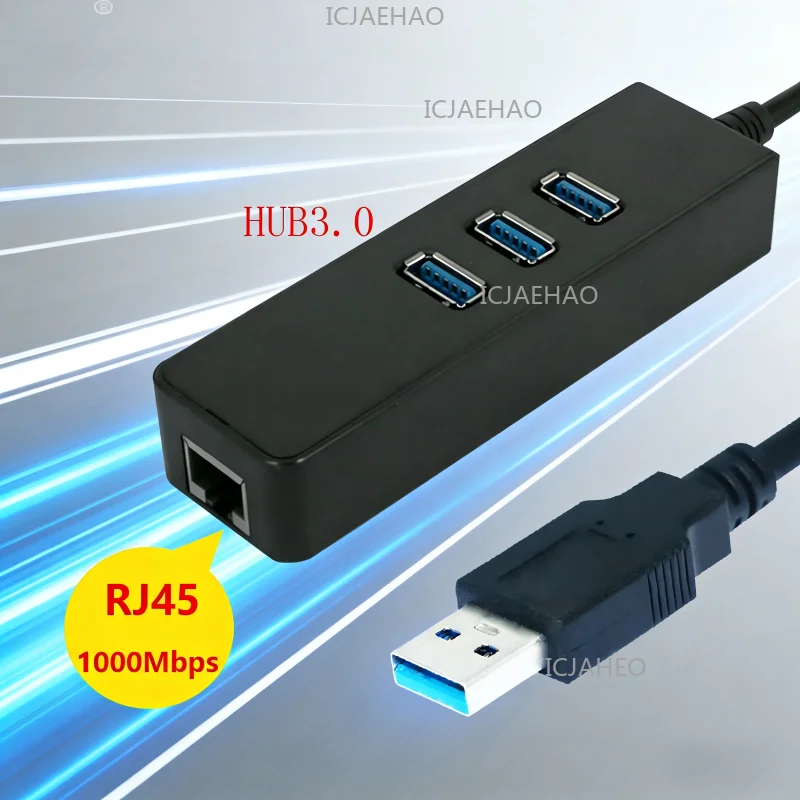 

USB HUB Ethernet Network Card 3 Ports High-Speed USB 3.0 to RJ45 Hub 10/100mbs Ethernet Adapter USB Hub Lan For Macbook