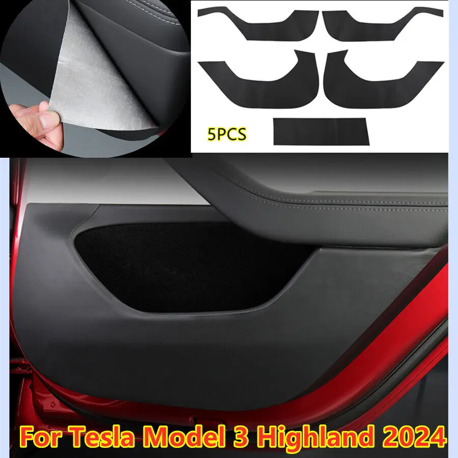 

5X кожаные наклейки на дверь с защитой от ударов для Tesla Model 3 Highland 2024