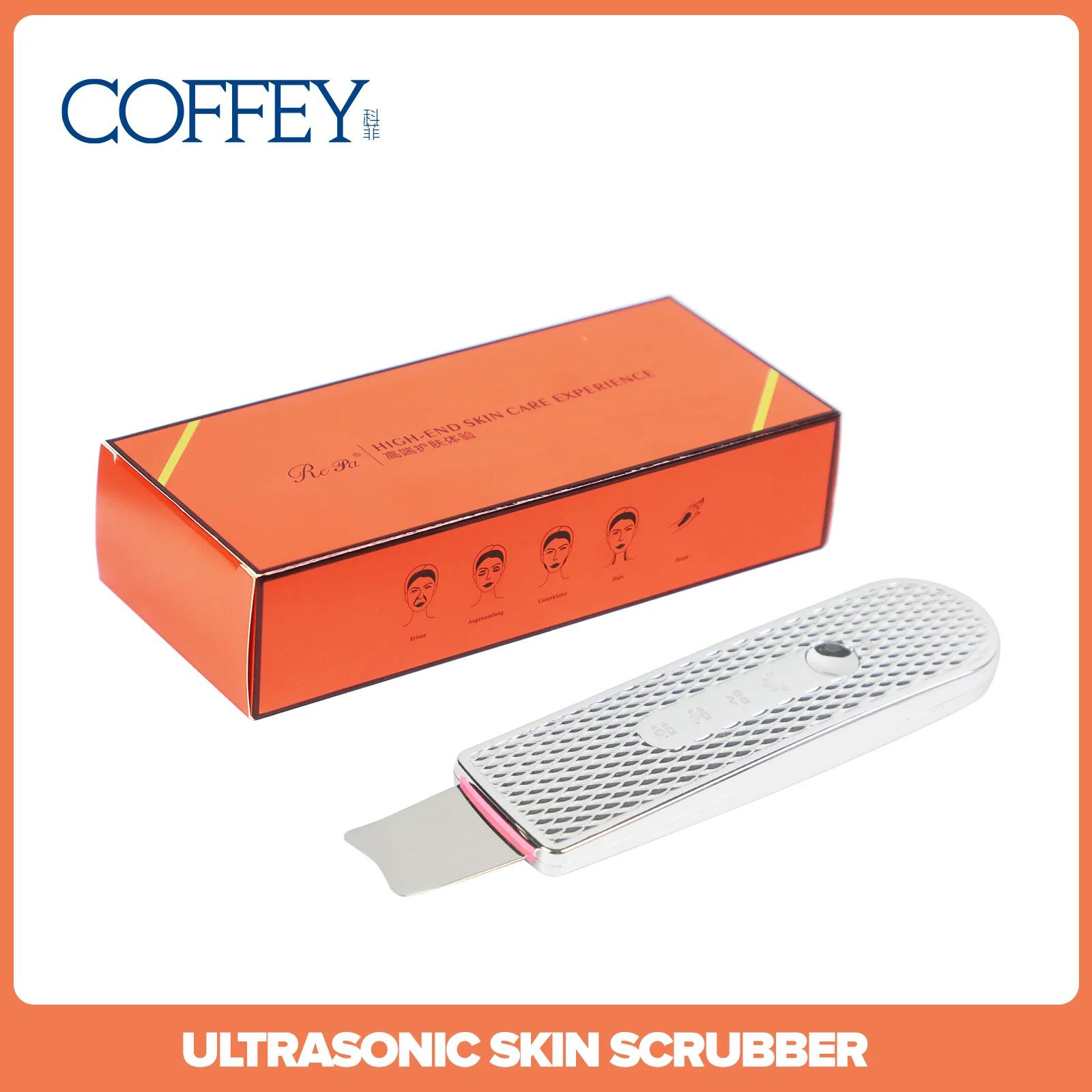 COFFEY Ultrasonic Skin Scrubber Deep Face Cleansing & Lifting Clean Cavitation Peeling Pore Acne Blackhead Remover Shovel