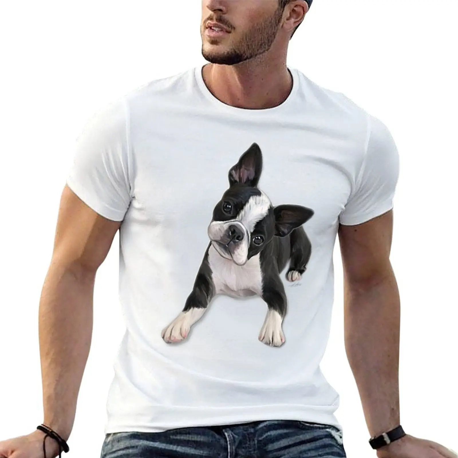 Boston head tilt T-Shirt Man t-shirt valentines boutique clothes t shirt for men