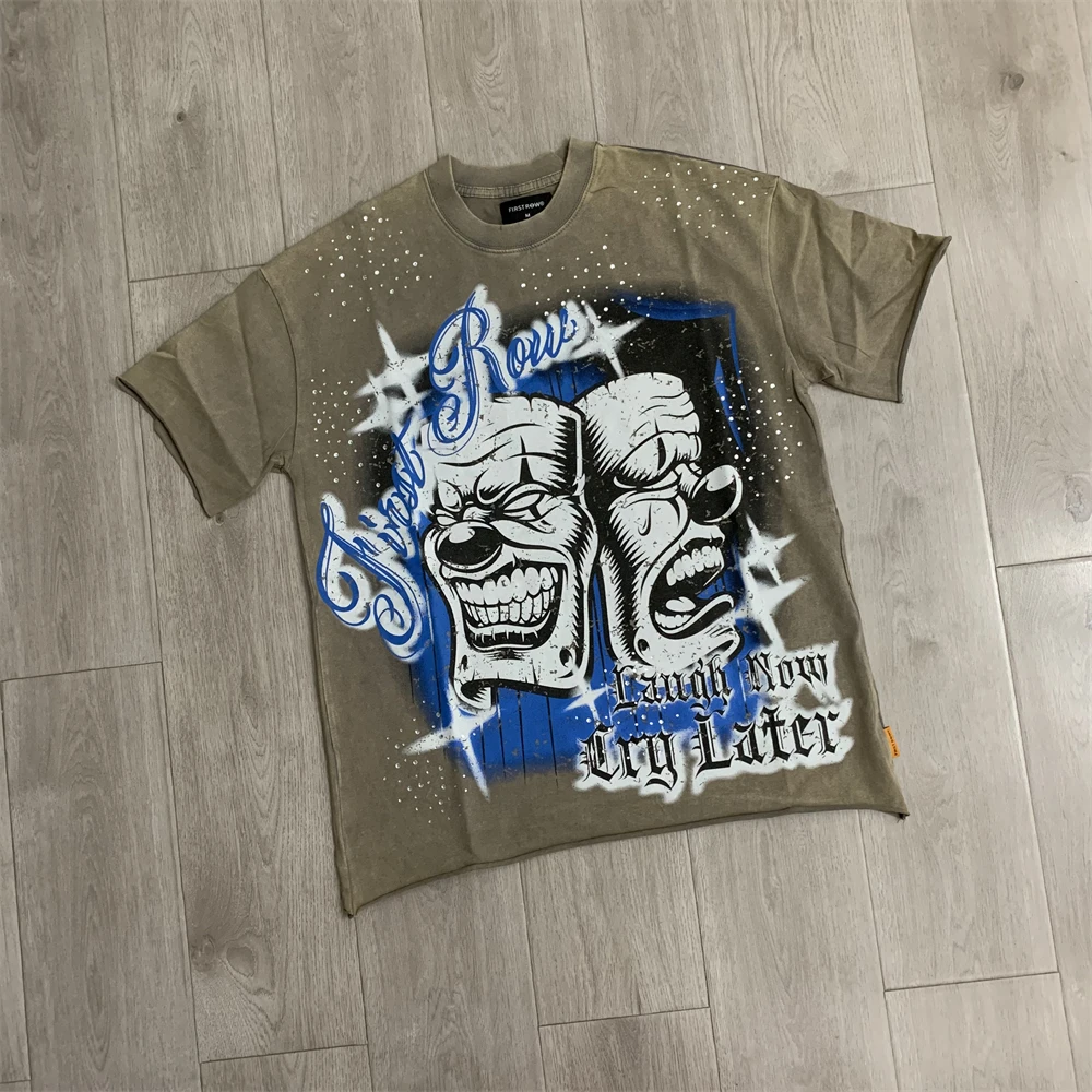 First Row LAUGH NOW CRY LATER TWO FACE T-Shirt Men Women High Quality Summer Style Top T Shirt Tee