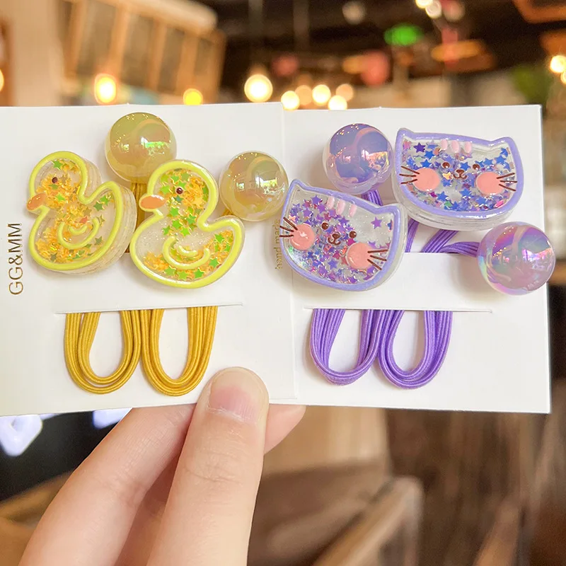 

Детские плоские резинки для волос с высокой эластичностью, мультяшные, витые, нескользящие, для девочек