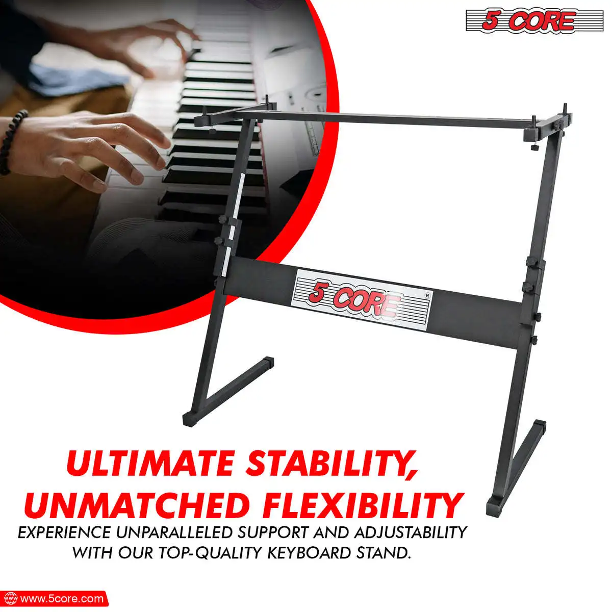 For 54 61 Keys Instruments Electric Piano Riser Foldable Black Sturdy Lift Holder 5 CORE Keyboard Stand Adjustable Z Style