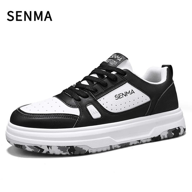 

SENMA Мужская обувь, новинка 2024, дышащая обувь для спорта и отдыха, мужские кроссовки, кожаные теннисные туфли с мягкой подошвой, нескользящие