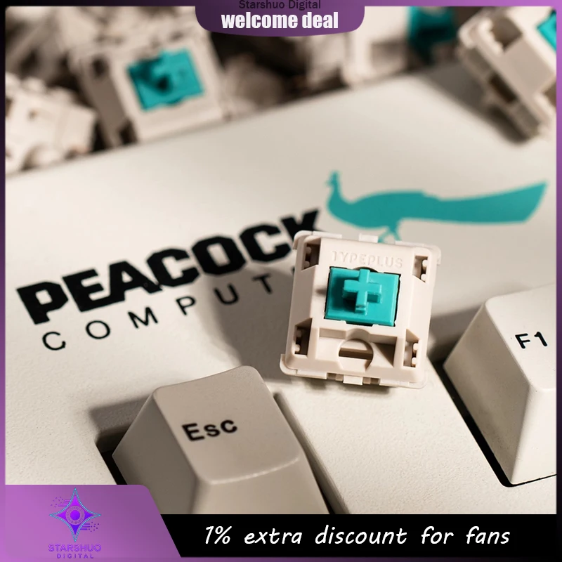 

Линейный переключатель Typeplus Peacock Switch с POM-штоком, нижнее расположение, усилие 38gf, 5-контактный, заводская смазка и без смазки