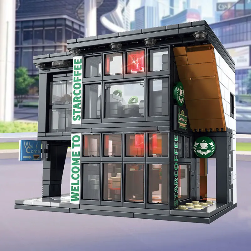 

Современный конструктор «Кофейня на улице»: набор строительных блоков, модель кафе, игрушки-подарки для детей и взрослых, 587 деталей, украшение