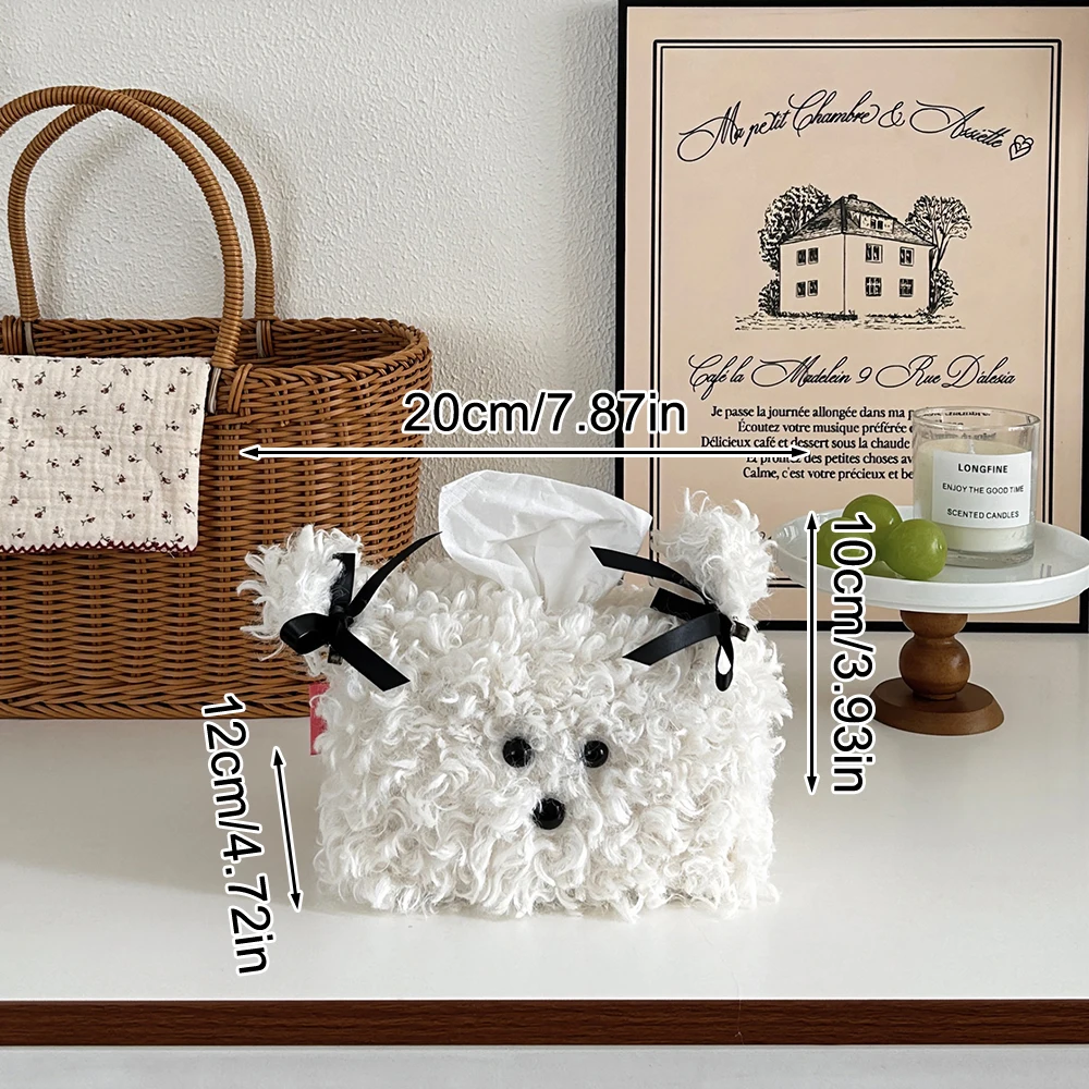 Cute Fluffy Dog Tissue Box Cover – Creative Home Decor for Desk, Dorm & Living Room image 5