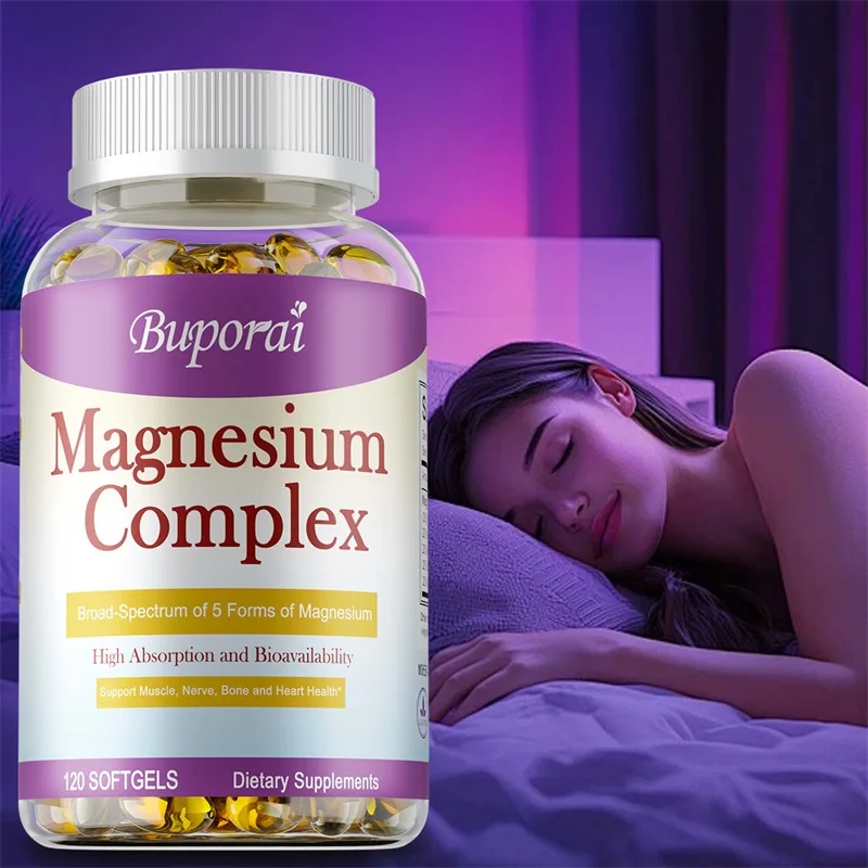 Magnesium Complex Capsules - Support Muscle, Bone, Heart Health, Improve Sleep, Stress & Anxiety Relief - Dietary Supplement
