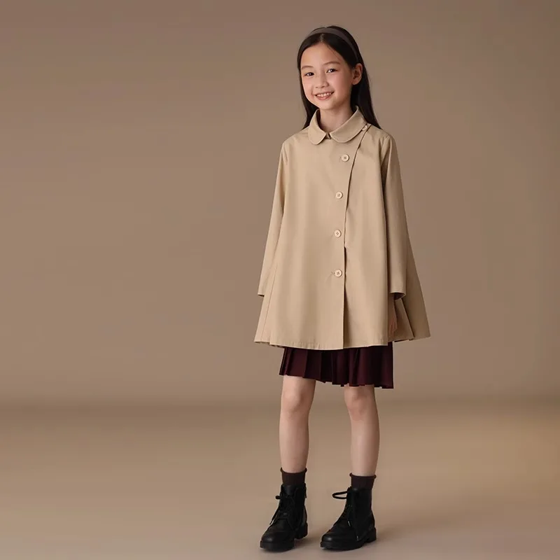 Autunno Nuovo Abbigliamento per bambini Moda Capispalla per ragazze Giacca ritorno a scuola Abito Mantello stile Inghilterra Cappotto Capispalla versatile