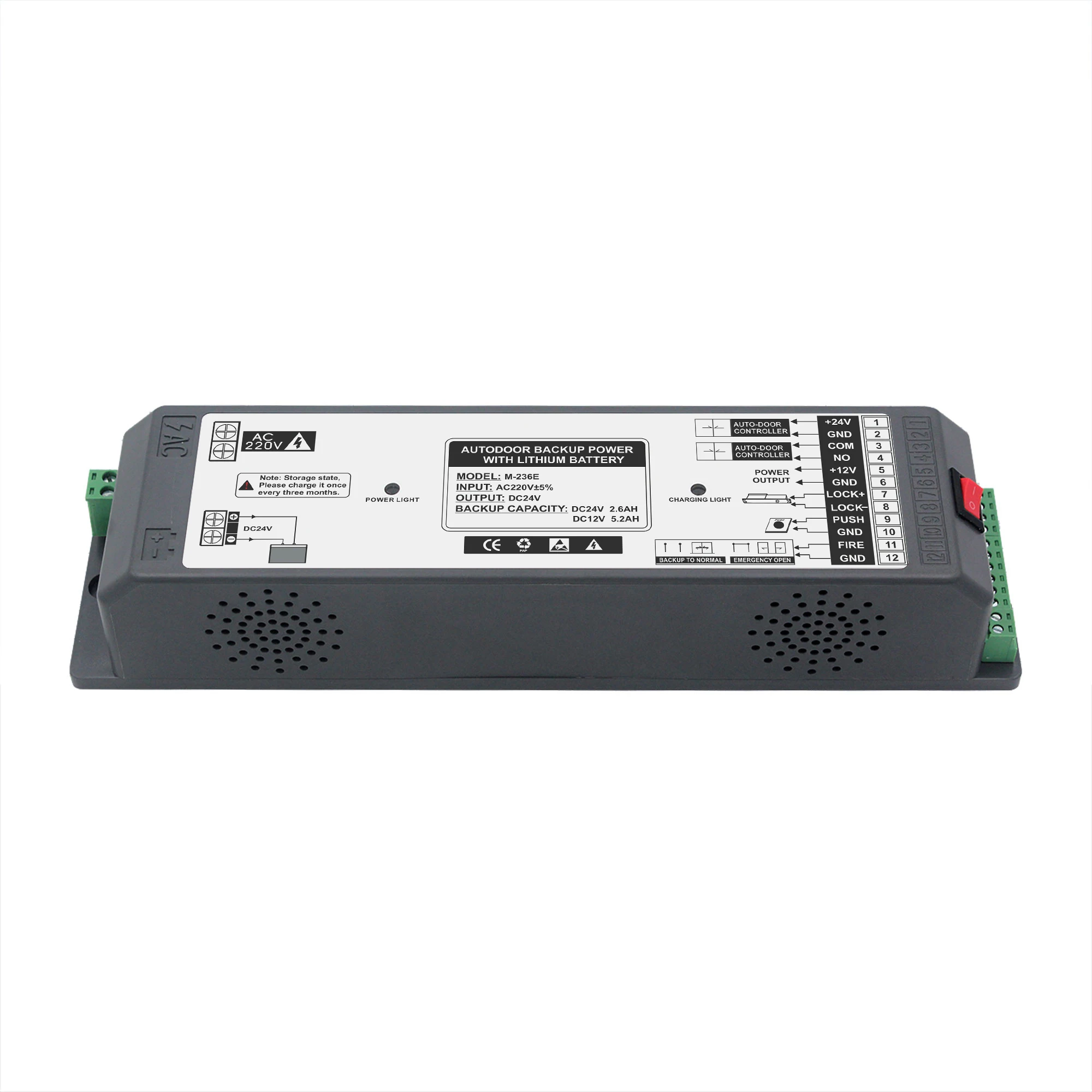 OREDY Modern Design DC 24V Access Control Fire Backup Power Supply Plastic Automatic Door Drive Unit with Screw Installation