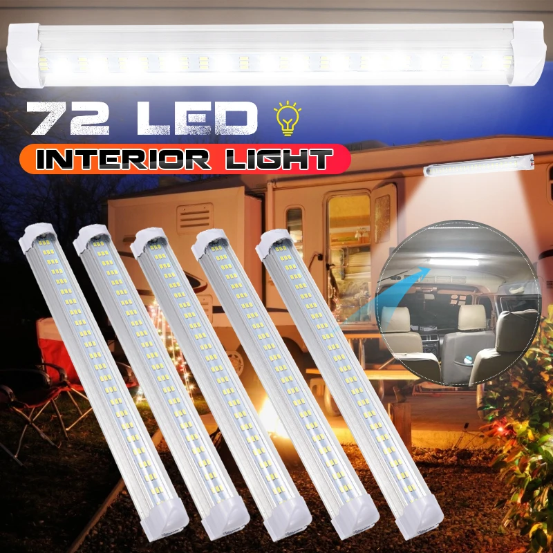 1/2/4pcs 12V 24V 72LED Bar Work Light Car Interior Light Lamp Strip Light Bar For Van Lorry Truck Camper Caravan Camping Boat