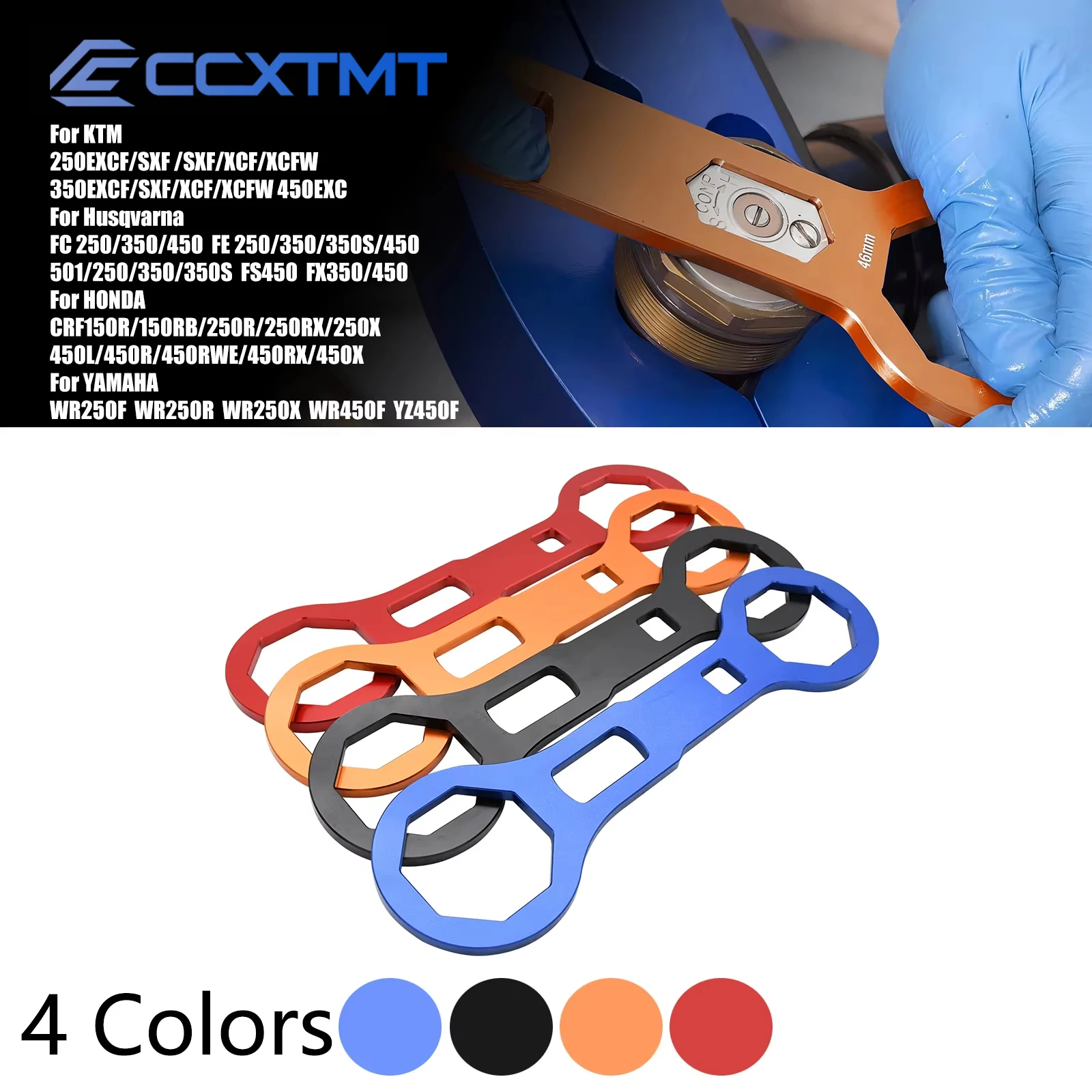Llave para tapa de horquilla de motocicleta, herramienta para moto de cross, 46/50MM, para Kawasaki, Yamaha, Honda, Suzuki, KTM, EXC, EXCF, SX, SXF, XC, XCF, XCW 250, 350, 450