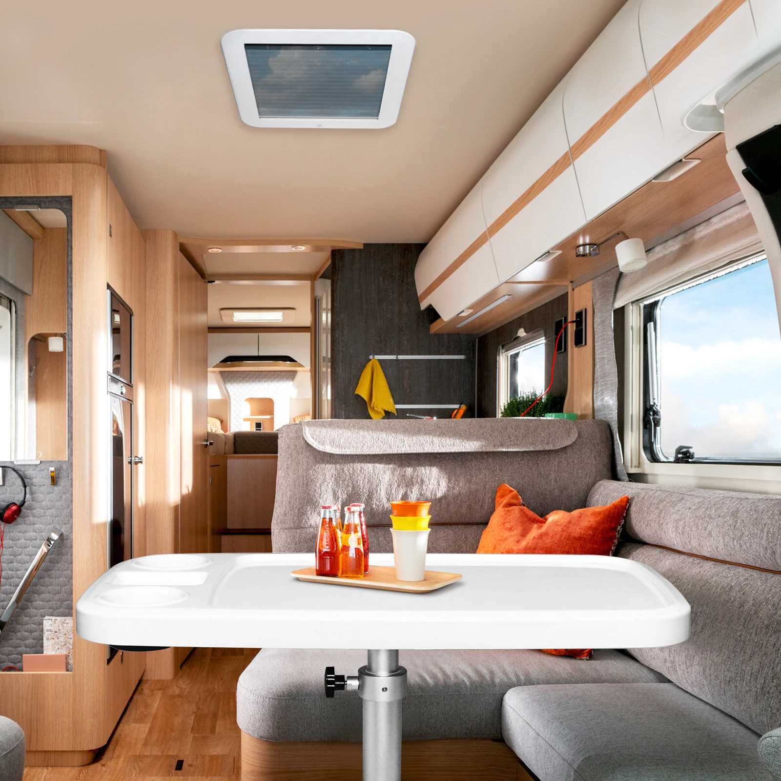 Wholesale ABS Material and Boat Table with Built-In Cup Holders  Rectangular Anti-Aging RV Boat Desk Interior Boat Table Set
