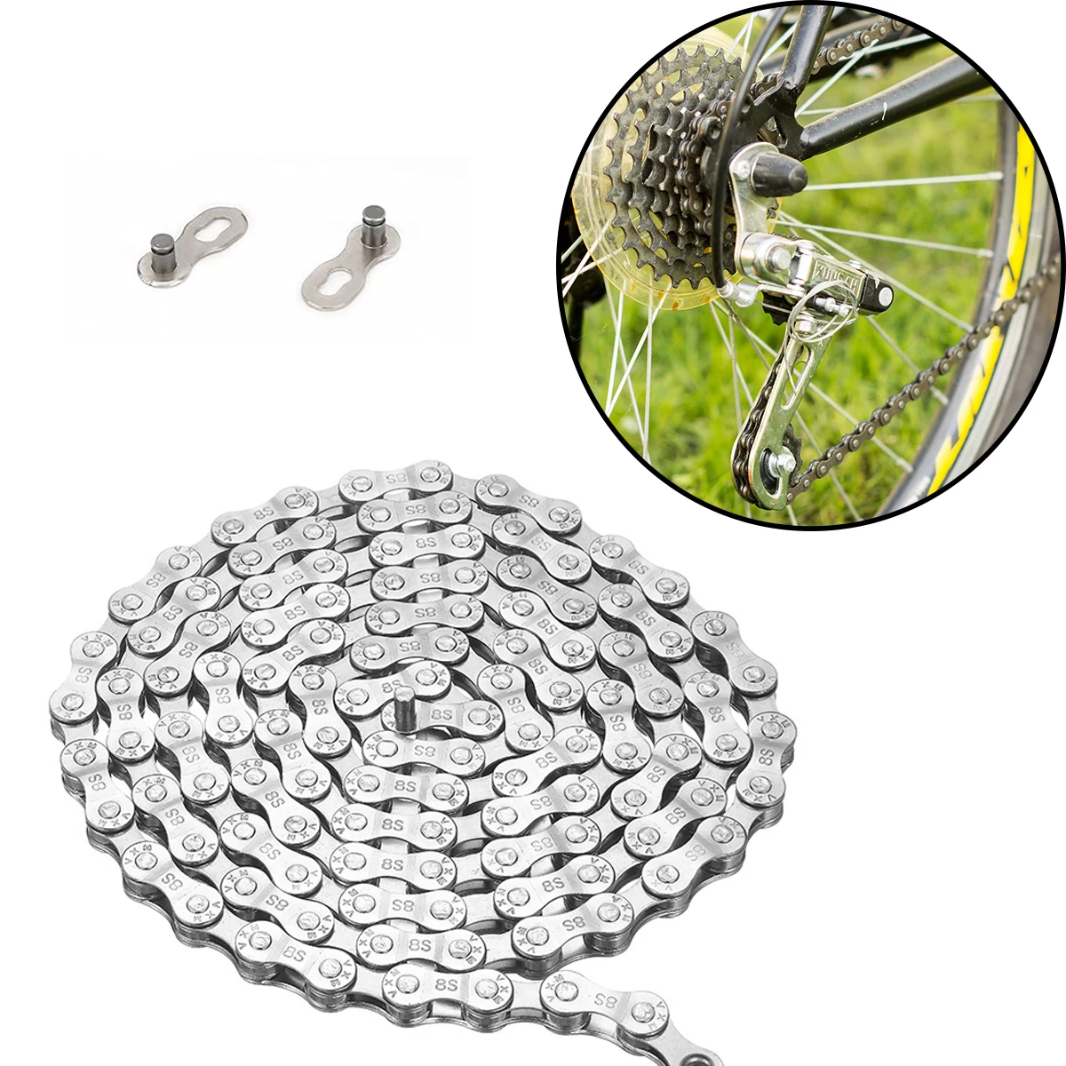 

8-скоростная цепь для горного велосипеда — совместимая с Drivetrains 6/7/8-скоростными передачами, прочная велосипедная цепь для MTB и гибридных велосипедов