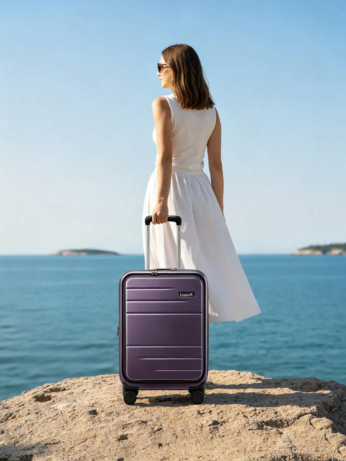 1pc 20-Inch Carry-On Luggage, 22x14x9 Airline Approved, Expandable Polycarbonate Suitcase With Front Pocket For Summer Travel