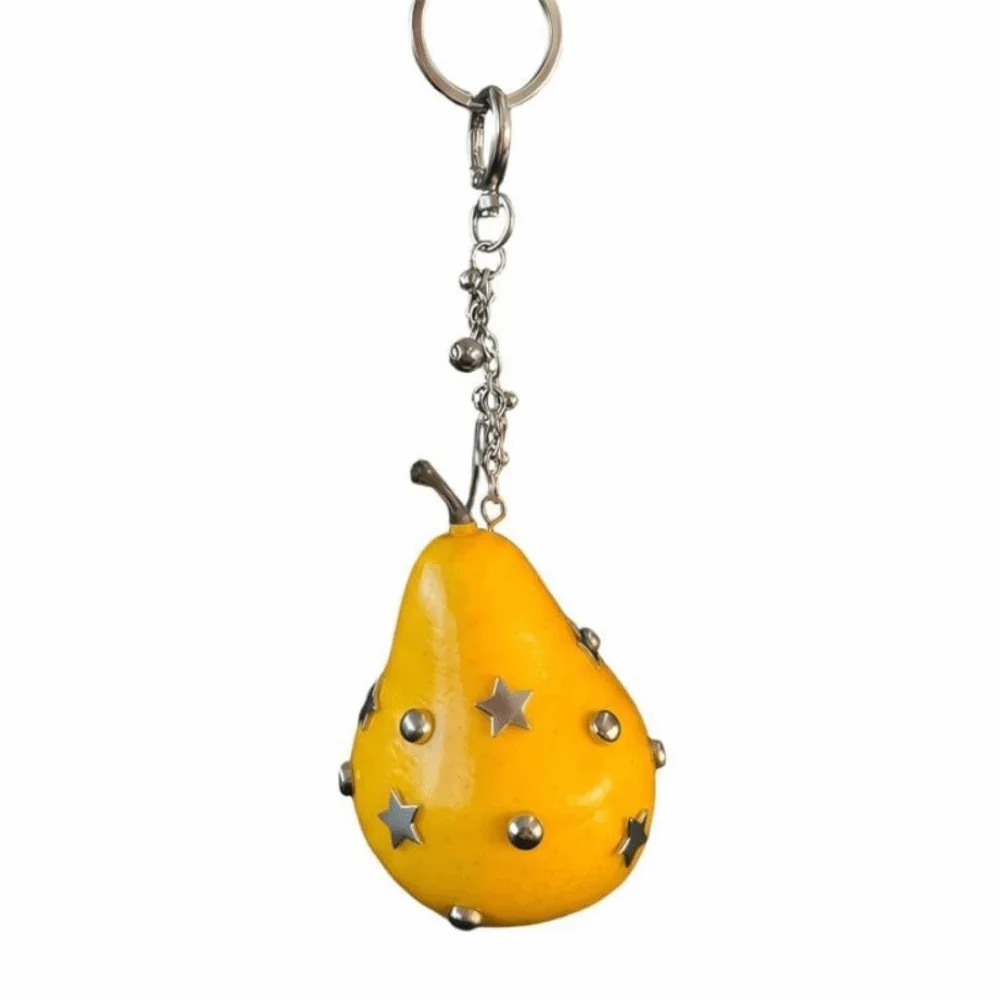 Y2K Style Fruit Vegetable Pendant Star Rivet Design Handmade Bag Charm Keychain Simulated Fruit Vegetable Exquisite