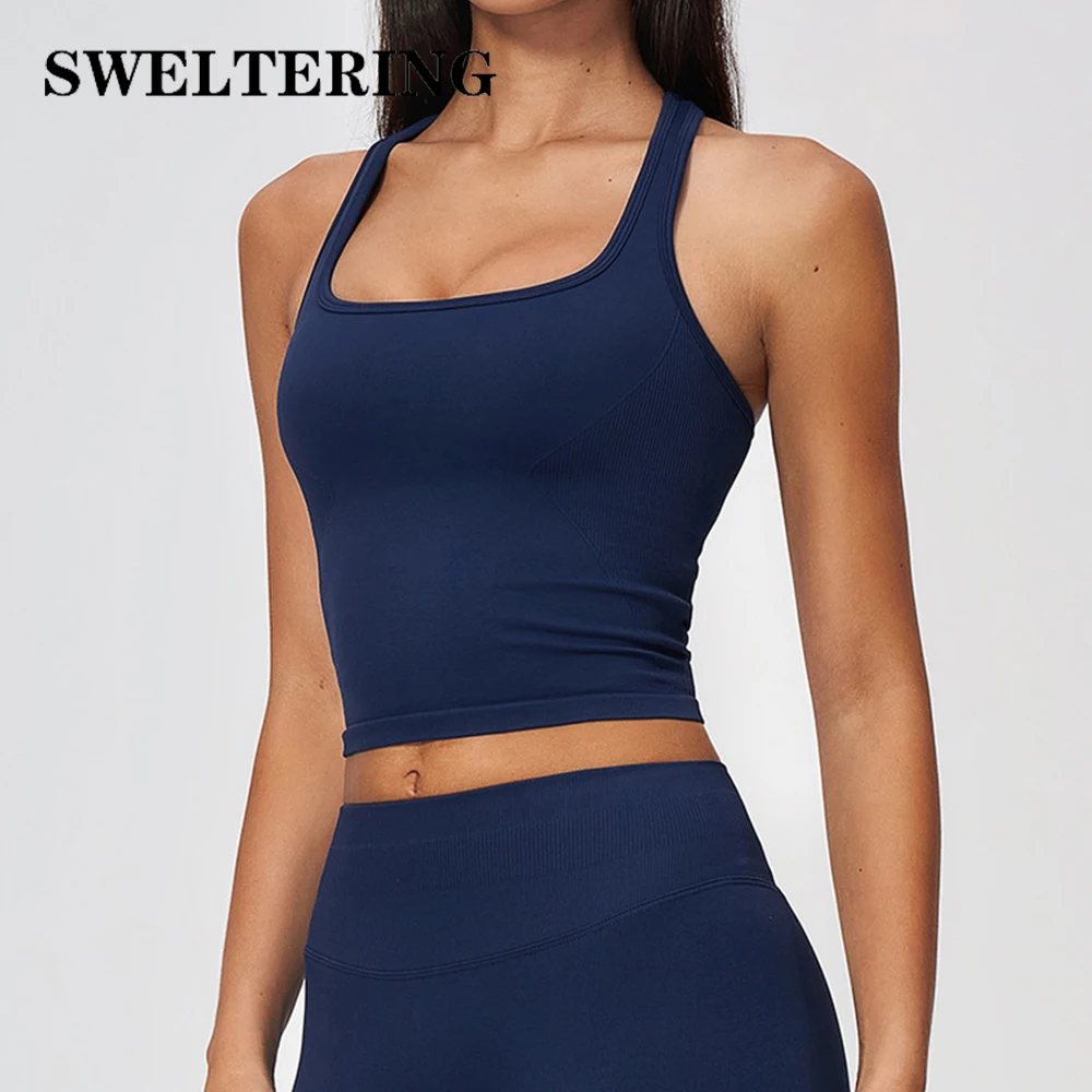 Seamless Yoga Vest Thread Fitness Tank Top Shockproof Sport Underwear Push Up High Strength Sports Bra Gym Workout Underwear