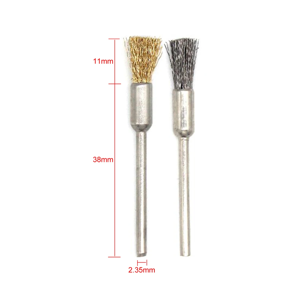 50PCS Bristle Brush Brass Wire Wheel Brushes for Dremel Accessories 2.35mm Shank Drill Rotary Tools