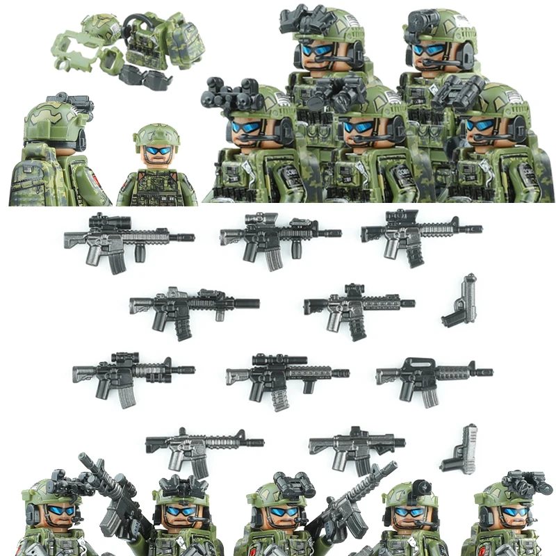 

City Police America Special Forces Figures Building Blocks US Army Soldier SWAT Commando Military Weapons Bricks Toys For Kids