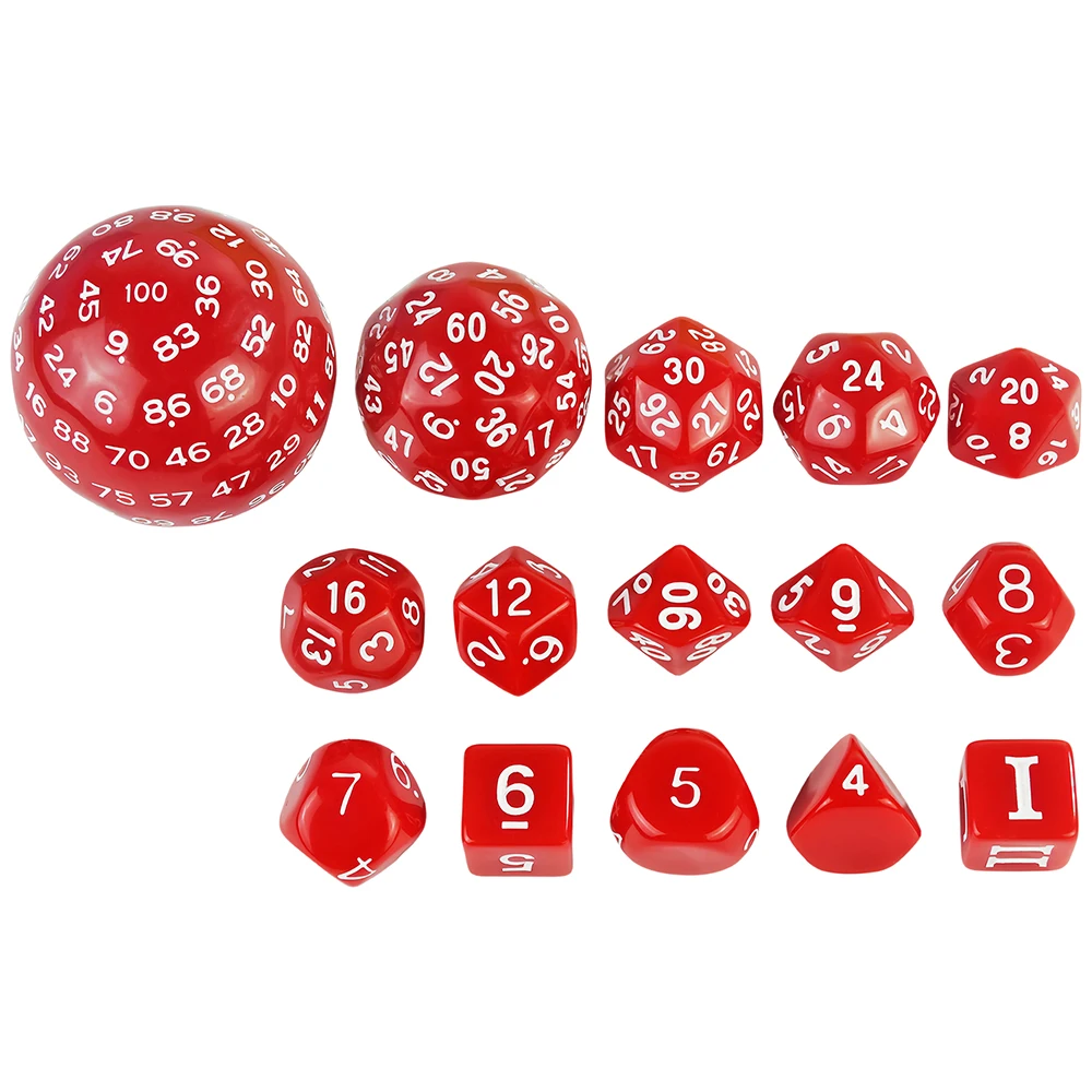 Polyhedral Dice Set DND Cubes POP D3-D100 Acrylic Dice Sets 15 Pcs Dice For Gift DND Game RPG Board Game Accessories