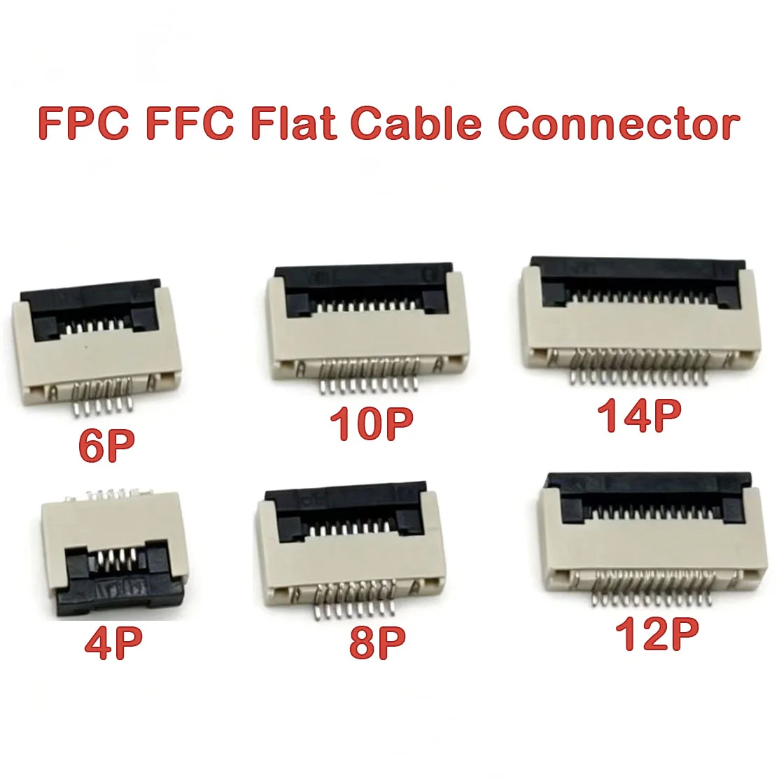 50PCS-100PCS FPC FFC Flat Cable Connector 0.5MM Pitch Under Clamshell Socket   4P  6P 8P 10P 12P 14P