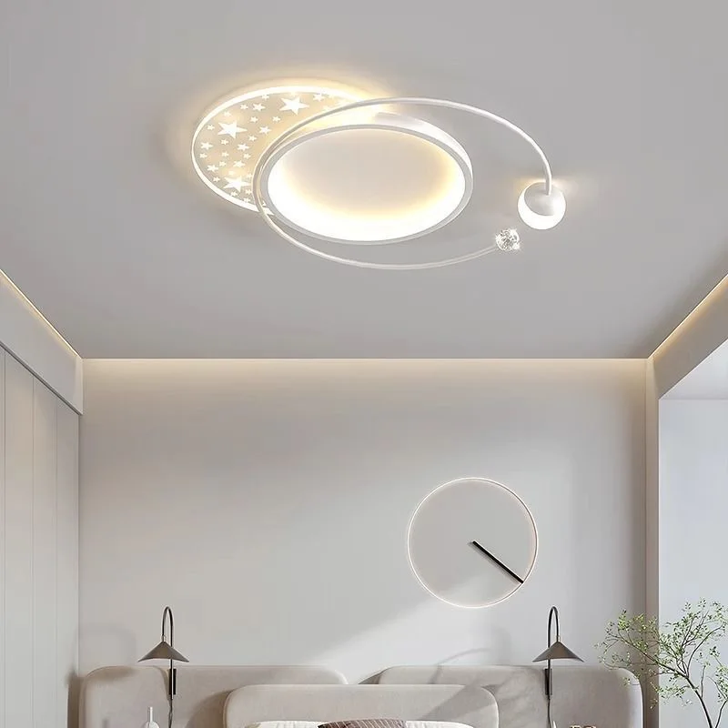 Round Living Room Led Chandeliers Luxury Bedroom Full of Stars Gold Chandelier Simple Modern Atmosphere Flush Mount Ceiling Lamp