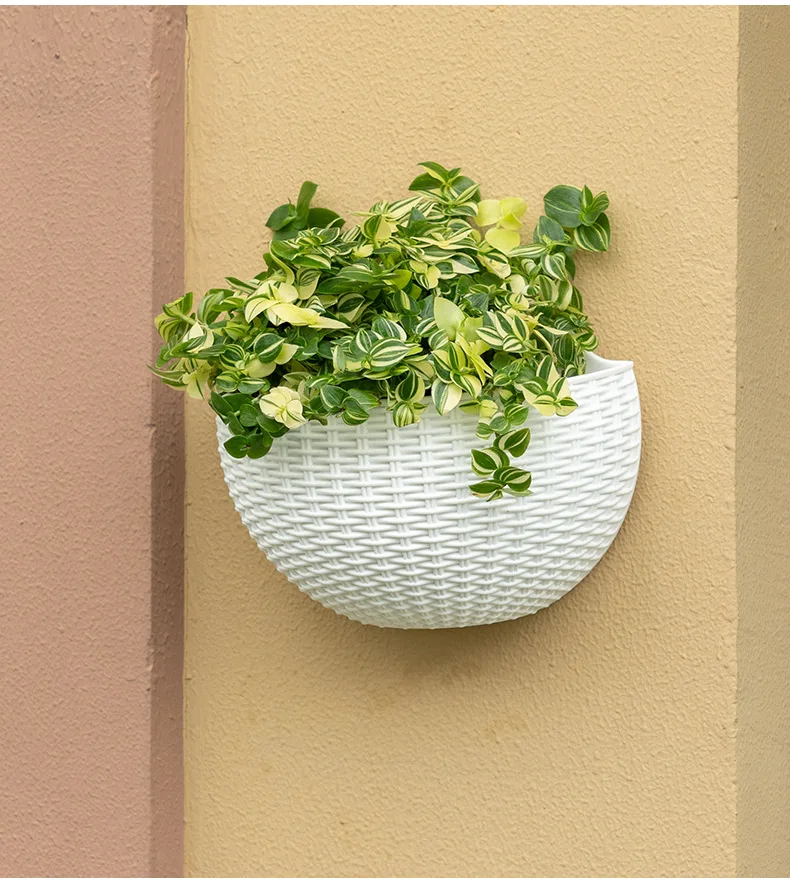 European Wall Mounted Hydroponic Plant Pot, Semi-Circular, Hanging Flower Basket, Balcony, Lazy Wall Mounted, No Drilling, Decor