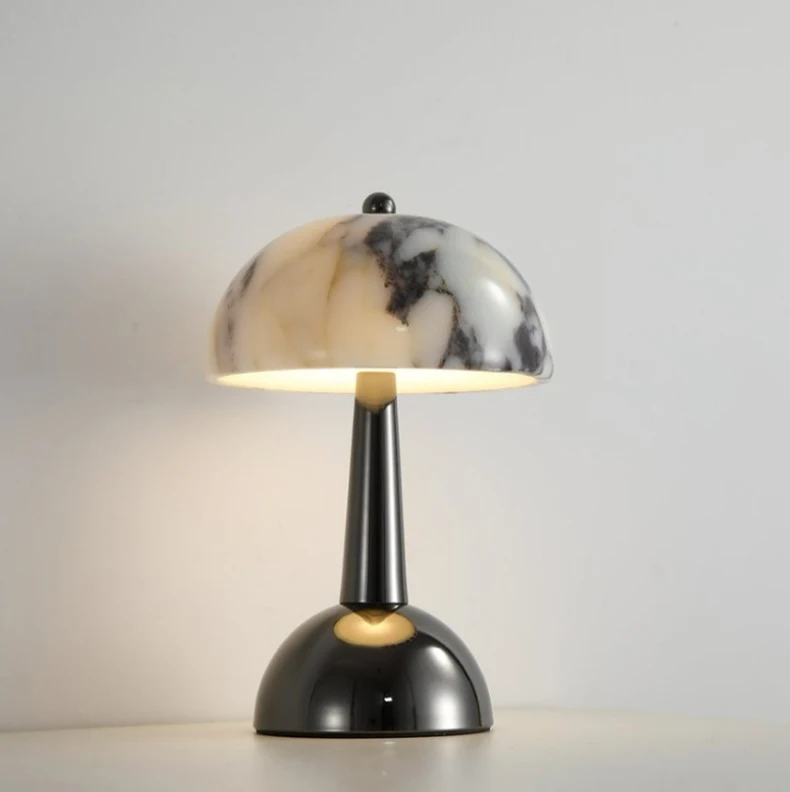 Rechargeable Battery LED Night Light Natural Marble Black