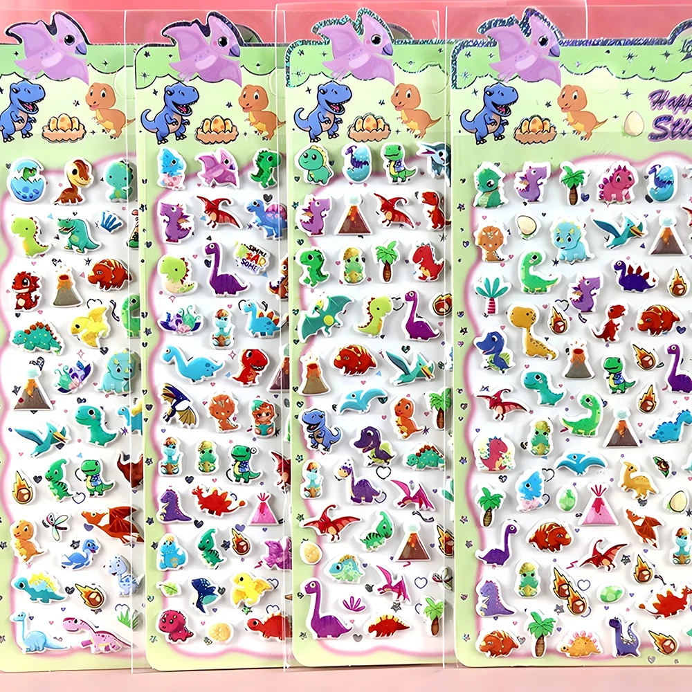 

4pcs Cute Cartoon Dinosaur Bubble Stickers Funny Creative 3D Puffy Sticker Decoration DIY Stationery Notebook Phone Decals Gift