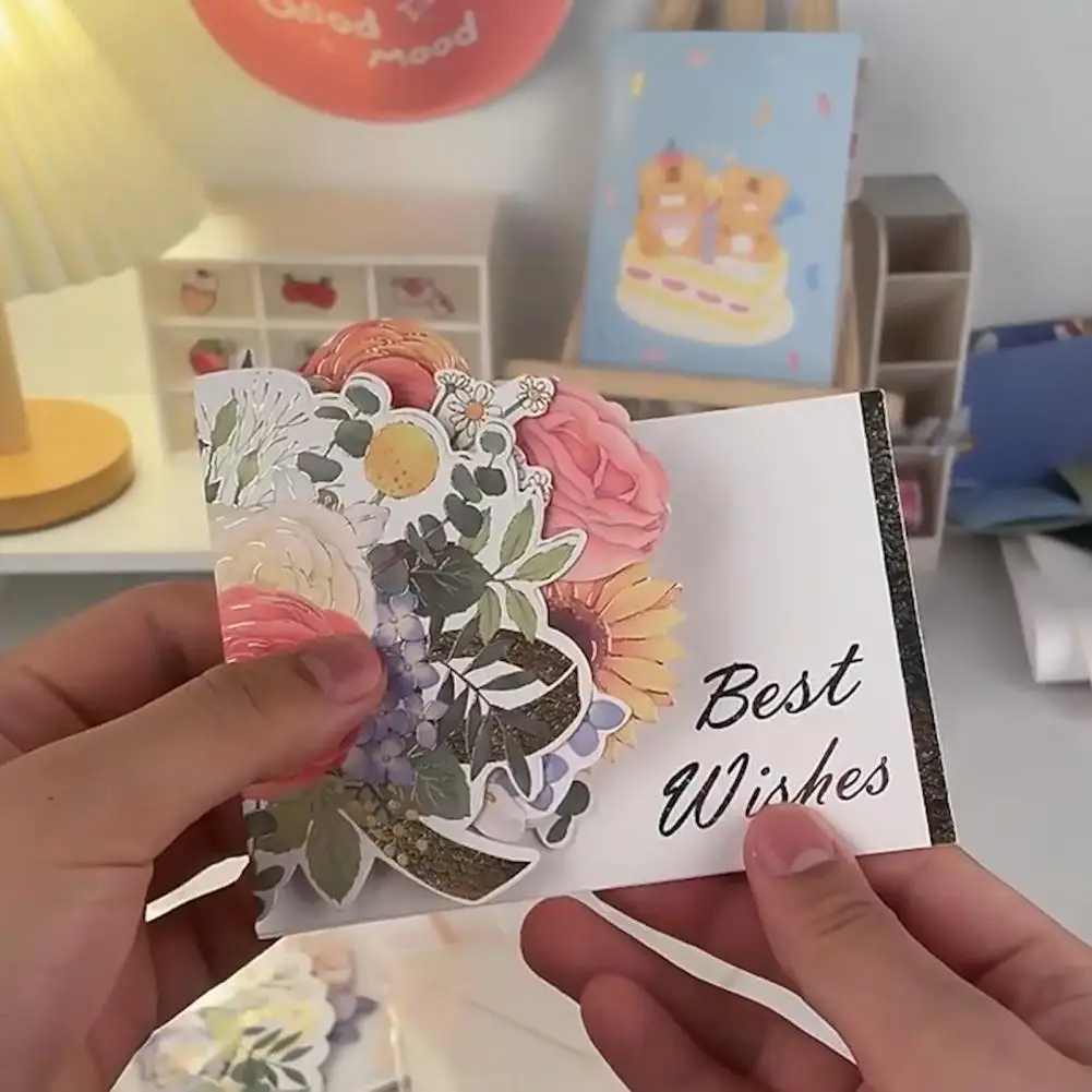 1 Набор 3D цветок благословение открытка с конвертом складные с наилучшими пожеланиями Сделай Сам рукописное письмо поздравительные открытки праздничные товары
