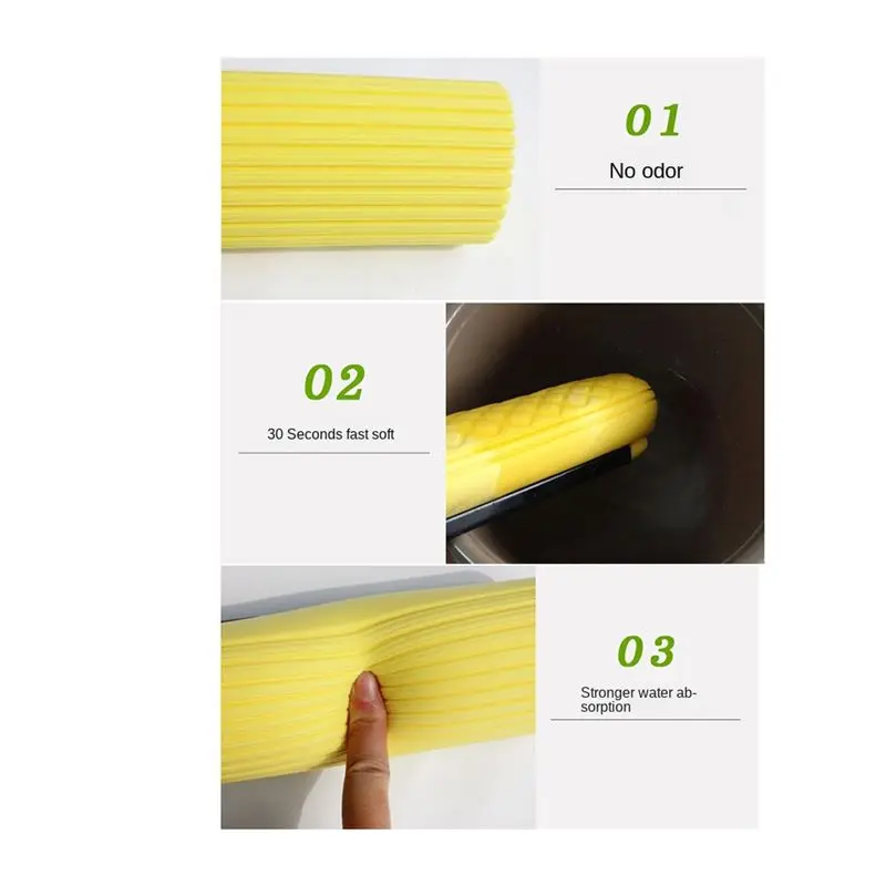 AEE4-Mop Roller Head Refill Sponge Refills Cleaning Pads Absorbent Replacement Wet Mopping Clothes Spare Parts Eraser 4Pack