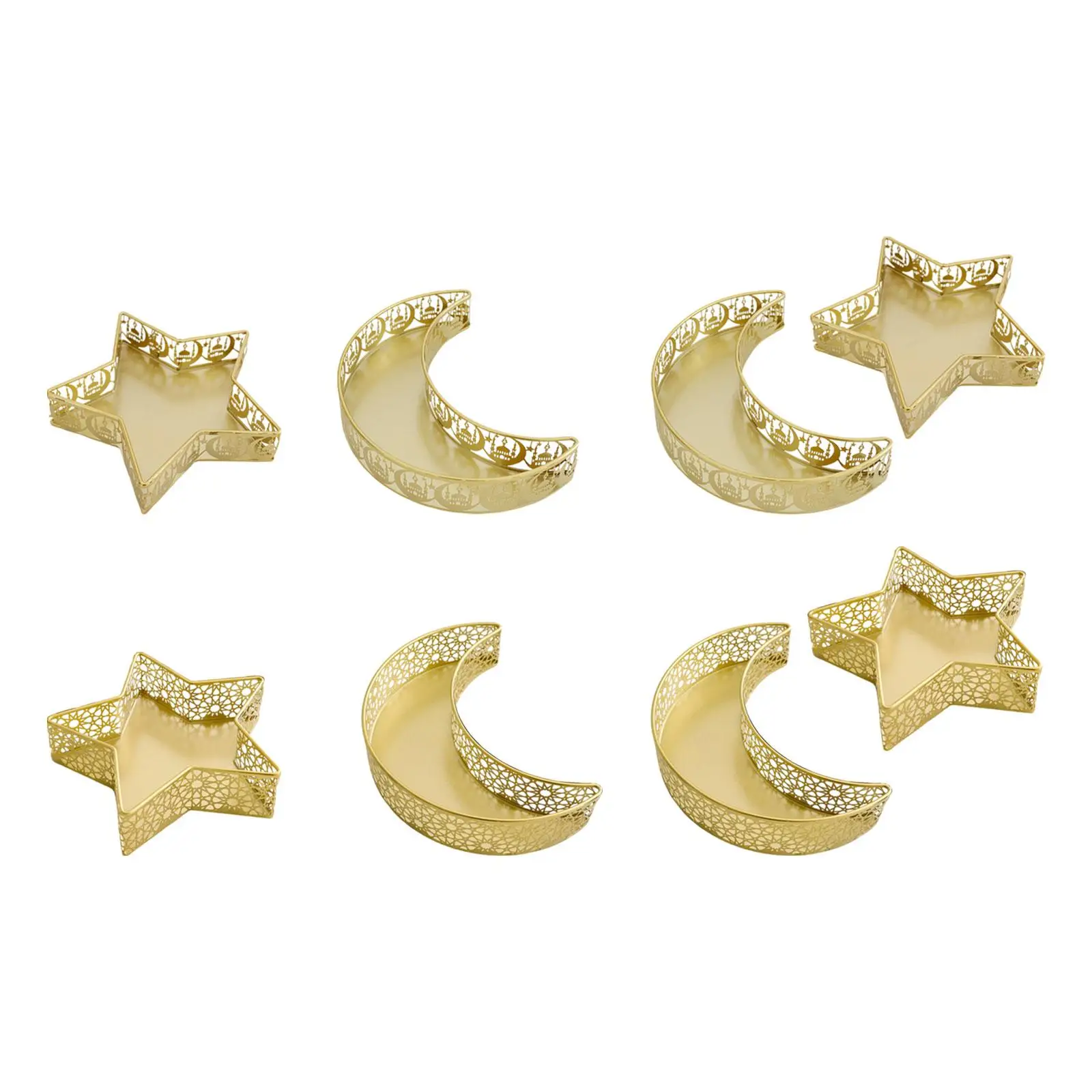 Moon Star Shaped Tray Iron Art Ornament Centerpiece Retro Eid Mubarak Tray Fruit Platter Decorative for Parties Farmhouse Dining