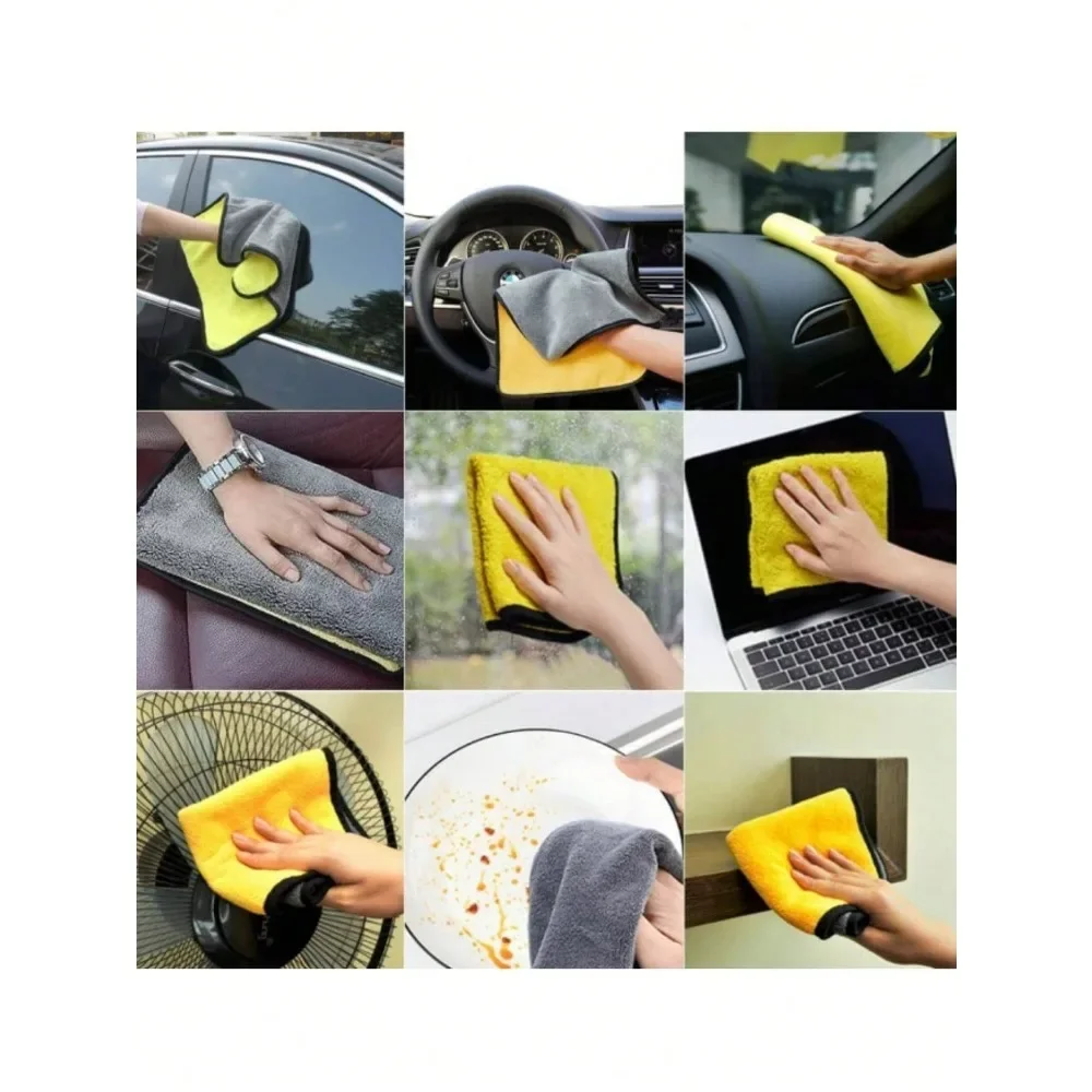 10pcs Double Layer Microfiber Wash Cloth 30x30cm/30x60cm Quick Drying Car Cleaning Towels for Windows Mirror Wiping Rags