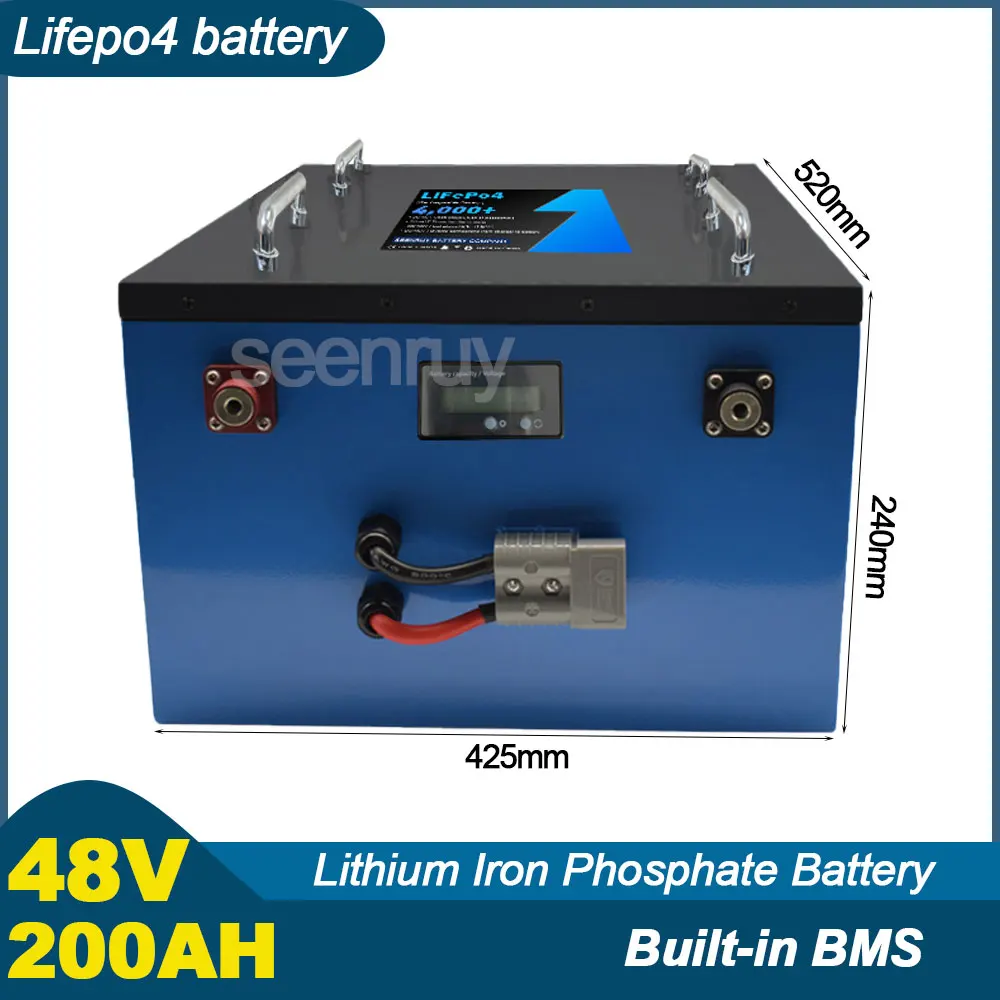 

SEENRUY 48V 200AH Lifepo4 With Charger Lithium Iron Phosphate Battery Perfect For Golf Cart Tricycle Motorcycle Go Kart RV