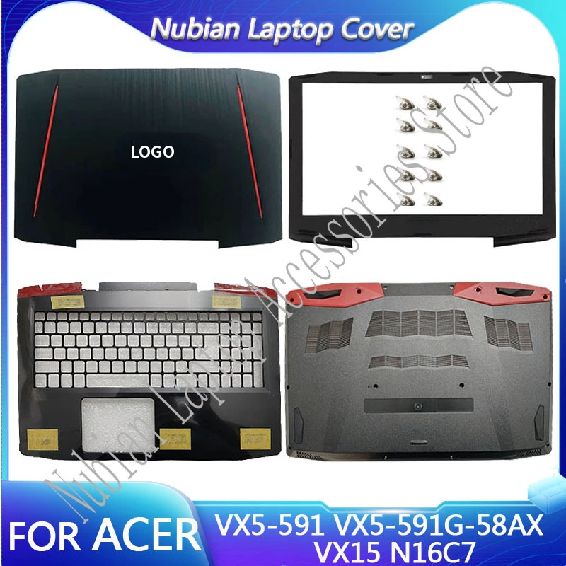 laptop lcd tampa traseira moldura frontal almofada de palma tampa inferior acer vx5591 vx5 591g 58ax vx15 n16c7 novo 01