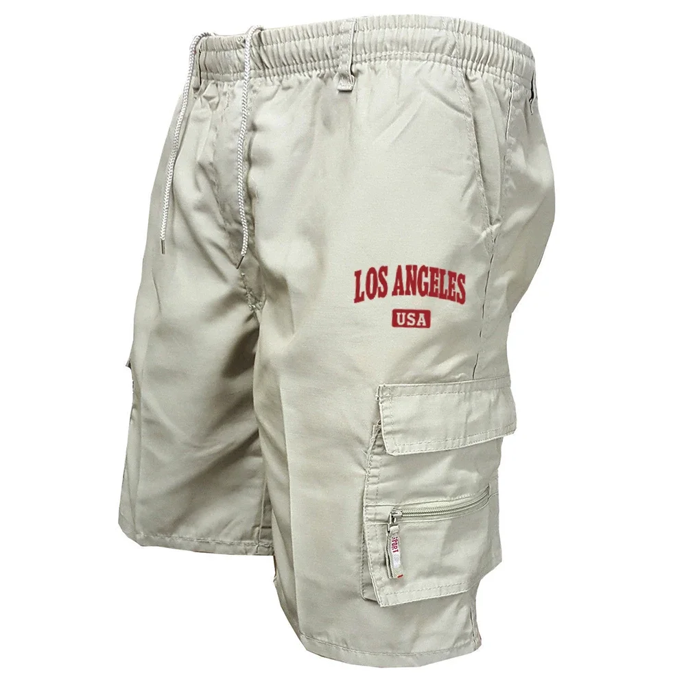 Outdoor Cargo-Shorts, Herren-Overall, Shorts mit elastischem Bund, Radlerhose, Shorts mit mehreren Taschen, lockere Arbeitshose, Strand- und Sportshorts, bedruckte Hose. – Detail 2