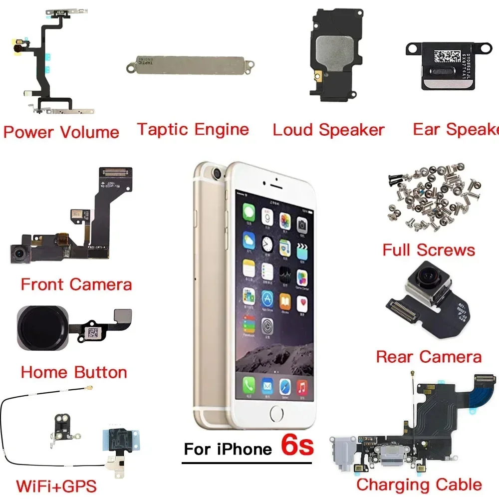 

Inner Parts for IPhone 6s Front Camera Power Volume Home Button Flex Cable Earpiece Loud Speaker Full Screws