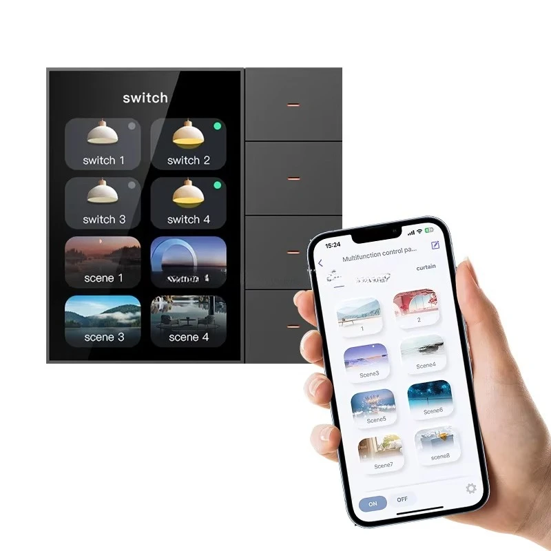 F3 Pro 3.5 Inch IPS Touch Panel Smart Switch Zigbee 4 Scene Dimmer UK Smartlife  Control for Home Hotel Curtain Switching